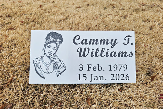 White Acrylic Temporary Memorial Plaque – Custom Engraved (Text or Photo) (Copy)